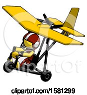 Poster, Art Print Of Yellow Football Player Man In Ultralight Aircraft Top Side View