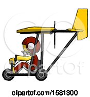 Poster, Art Print Of Yellow Football Player Man In Ultralight Aircraft Side View