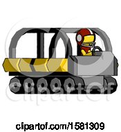 Poster, Art Print Of Yellow Football Player Man Driving Amphibious Tracked Vehicle Side Angle View