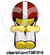 Poster, Art Print Of Yellow Football Player Man Sitting With Head Down Facing Forward