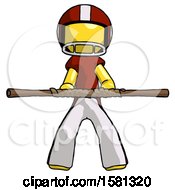 Poster, Art Print Of Yellow Football Player Man Bo Staff Kung Fu Defense Pose