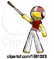 Poster, Art Print Of Yellow Football Player Man Bo Staff Pointing Up Pose