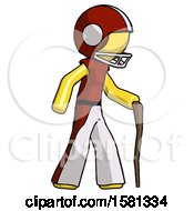 Poster, Art Print Of Yellow Football Player Man Walking With Hiking Stick