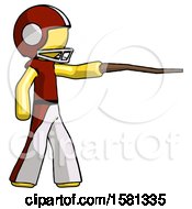 Poster, Art Print Of Yellow Football Player Man Pointing With Hiking Stick