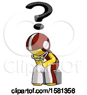 Poster, Art Print Of Yellow Football Player Man Thinker Question Mark Concept