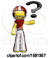 Poster, Art Print Of Yellow Football Player Man Holding Question Mark To Right