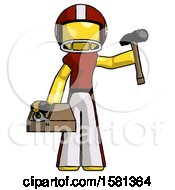 Poster, Art Print Of Yellow Football Player Man Holding Tools And Toolchest Ready To Work