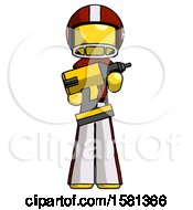 Poster, Art Print Of Yellow Football Player Man Holding Large Drill