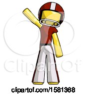 Poster, Art Print Of Yellow Football Player Man Waving Emphatically With Right Arm