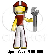 Poster, Art Print Of Yellow Football Player Man Holding Wrench Ready To Repair Or Work