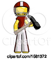 Poster, Art Print Of Yellow Football Player Man Holding Hammer Ready To Work