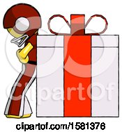 Poster, Art Print Of Yellow Football Player Man Gift Concept - Leaning Against Large Present