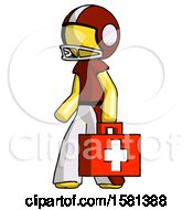 Poster, Art Print Of Yellow Football Player Man Walking With Medical Aid Briefcase To Left
