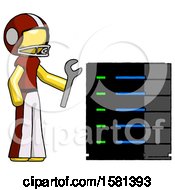 Poster, Art Print Of Yellow Football Player Man Server Administrator Doing Repairs