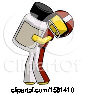 Poster, Art Print Of Yellow Football Player Man Holding Large White Medicine Bottle