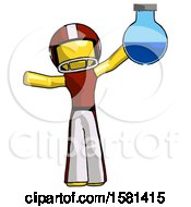Poster, Art Print Of Yellow Football Player Man Holding Large Round Flask Or Beaker