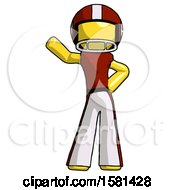 Yellow Football Player Man Waving Right Arm With Hand On Hip