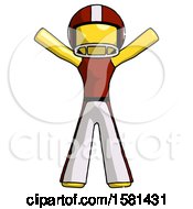 Yellow Football Player Man Surprise Pose Arms And Legs Out