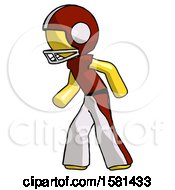 Poster, Art Print Of Yellow Football Player Man Suspense Action Pose Facing Left