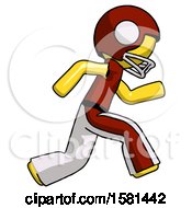 Poster, Art Print Of Yellow Football Player Man Running Fast Right