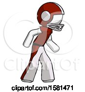 Poster, Art Print Of White Football Player Man Suspense Action Pose Facing Right