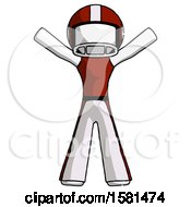 White Football Player Man Surprise Pose Arms And Legs Out