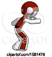 Poster, Art Print Of White Football Player Man Sneaking While Reaching For Something
