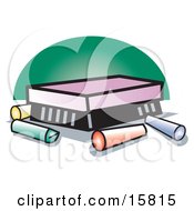 Colorful Sticks Of Chalk By An Eraser Clipart Illustration
