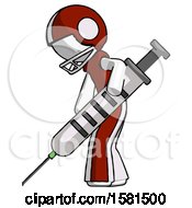 Poster, Art Print Of White Football Player Man Using Syringe Giving Injection