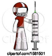 Poster, Art Print Of White Football Player Man Holding Large Syringe