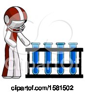 Poster, Art Print Of White Football Player Man Using Test Tubes Or Vials On Rack