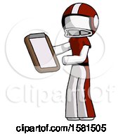 Poster, Art Print Of White Football Player Man Reviewing Stuff On Clipboard