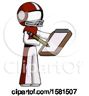 White Football Player Man Using Clipboard And Pencil