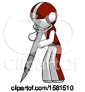 White Football Player Man Cutting With Large Scalpel