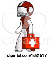 Poster, Art Print Of White Football Player Man Walking With Medical Aid Briefcase To Left