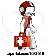 Poster, Art Print Of White Football Player Man Walking With Medical Aid Briefcase To Right
