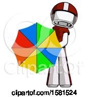 Poster, Art Print Of White Football Player Man Holding Rainbow Umbrella Out To Viewer