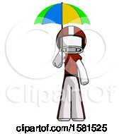 Poster, Art Print Of White Football Player Man Holding Umbrella Rainbow Colored