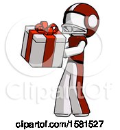 Poster, Art Print Of White Football Player Man Presenting A Present With Large Red Bow On It