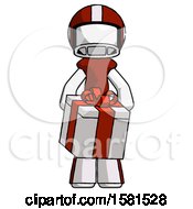 Poster, Art Print Of White Football Player Man Gifting Present With Large Bow Front View