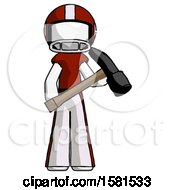 Poster, Art Print Of White Football Player Man Holding Hammer Ready To Work