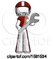 Poster, Art Print Of White Football Player Man Holding Large Wrench With Both Hands