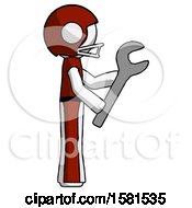 Poster, Art Print Of White Football Player Man Using Wrench Adjusting Something To Right