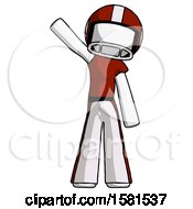 White Football Player Man Waving Emphatically With Right Arm