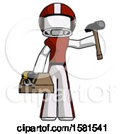 Poster, Art Print Of White Football Player Man Holding Tools And Toolchest Ready To Work