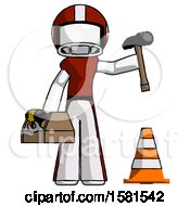 Poster, Art Print Of White Football Player Man Under Construction Concept Traffic Cone And Tools