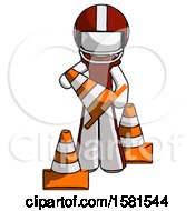 Poster, Art Print Of White Football Player Man Holding A Traffic Cone