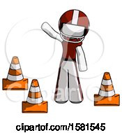 Poster, Art Print Of White Football Player Man Standing By Traffic Cones Waving