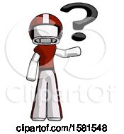 Poster, Art Print Of White Football Player Man Holding Question Mark To Right