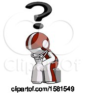 Poster, Art Print Of White Football Player Man Thinker Question Mark Concept